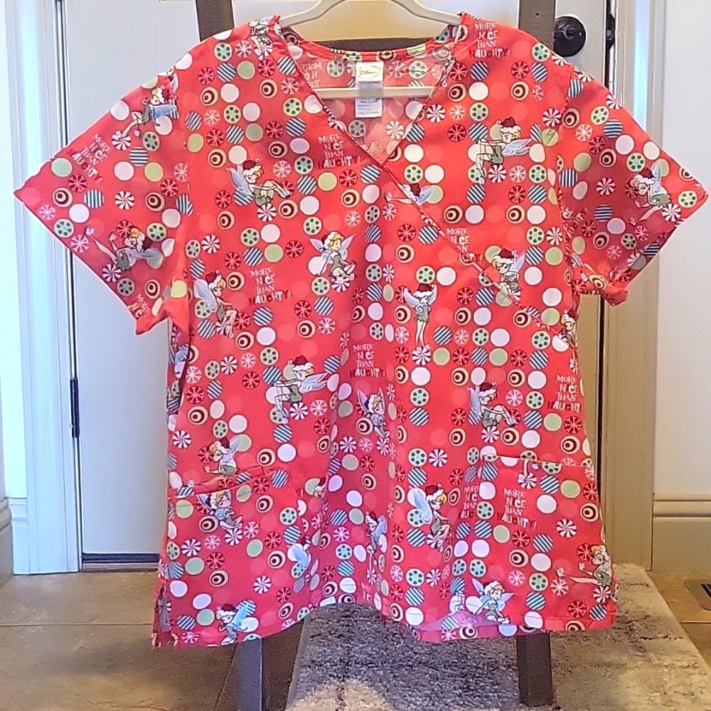 Tinkerbell Disney Christmas scrub top